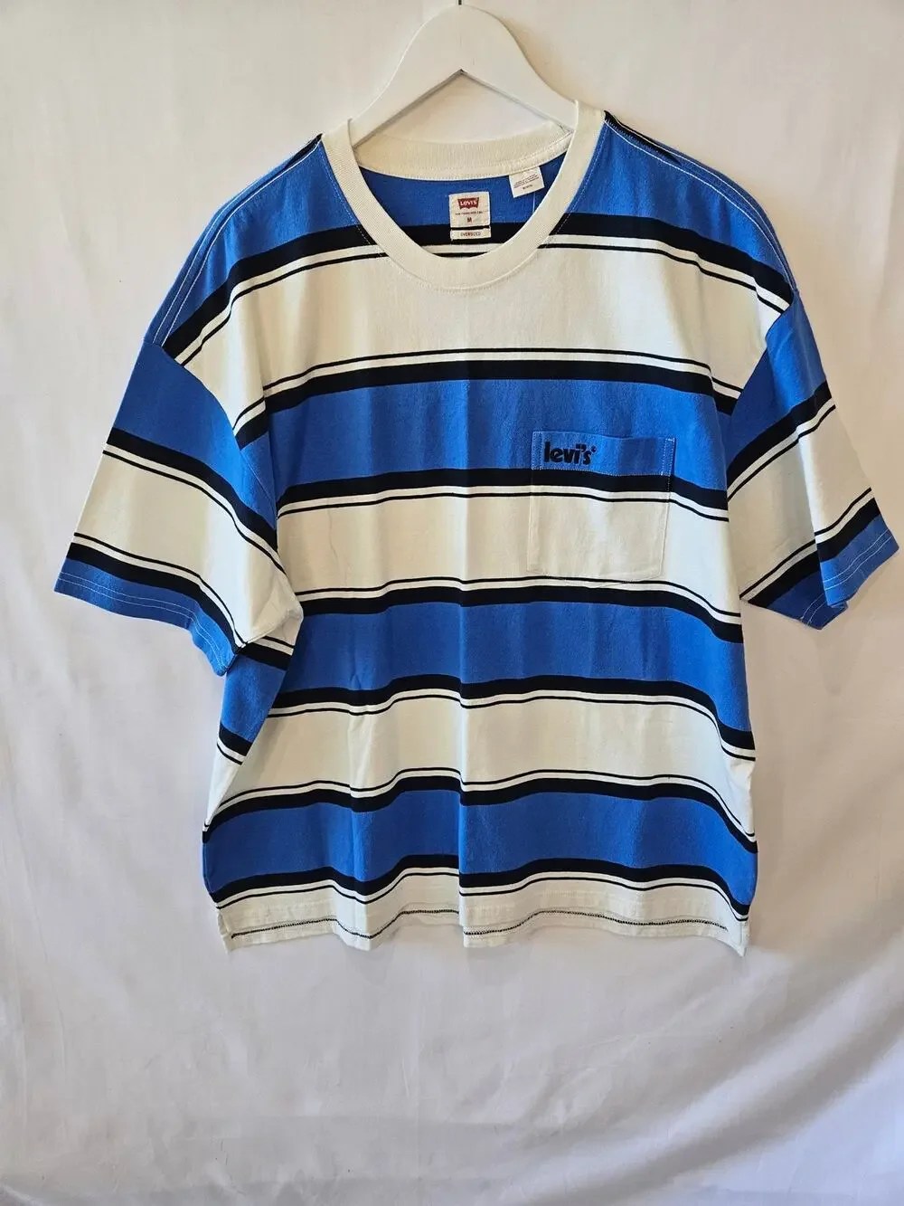 Levi's Oversized Baggy Shirt Striped Blue White Medium